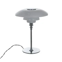 ROGER 45 CHROM/ BIAŁY OPRAWA BIURKOWA 1X E27/ 60W IP20 STAL/ SZKŁO