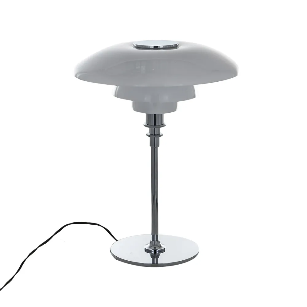 ROGER 45 CHROM/ BIAŁY OPRAWA BIURKOWA 1X E27/ 60W IP20 STAL/ SZKŁO