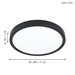 FUEVA 5 CZARNY/ BIAŁY OPRAWA SUFITOWA PLAFON NT LED 20.5W NW 4000K 2500LM IP20 STAL/ TWORZYWO