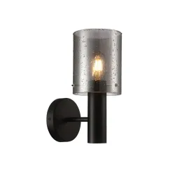SARDO RAIN CZARNY OPRAWA ŚCIENNA KINKIET 1X E27/ 40W IP20 STAL/ SZKŁO DYMIONE MOKRE