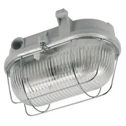 HERMI SZARY OPRAWA TUNELOWA 1X E27 MAX 100W IP54 IK06 OSŁONA DRUCIANA SZKŁO BAKIELIT