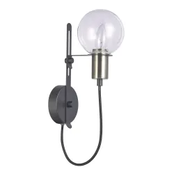 GIANNI BRĄZ ANTYCZNY/ CZARNY OPRAWA KINKIET 1X E14/ 40W IP20 STOP METALI/ SZKŁO