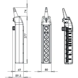 PKS-8\W09 KASETA STEROWNICZA SUWNICOWA B-1NC+START-NO+2X(1NO+1NO/2)+4X1NO