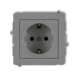 DECO MODUŁ SZARY MAT GNIAZDO 1X Z/U SCHUKO Z PRZESŁONAMI ZACISKI ŚRUBOWE 16A 250V