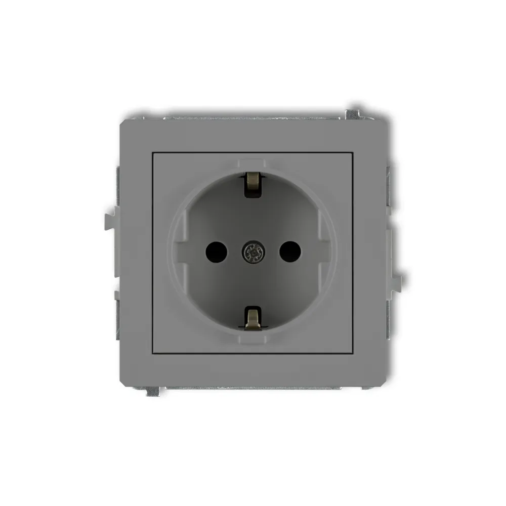 DECO MODUŁ SZARY MAT GNIAZDO 1X Z/U SCHUKO Z PRZESŁONAMI ZACISKI ŚRUBOWE 16A 250V