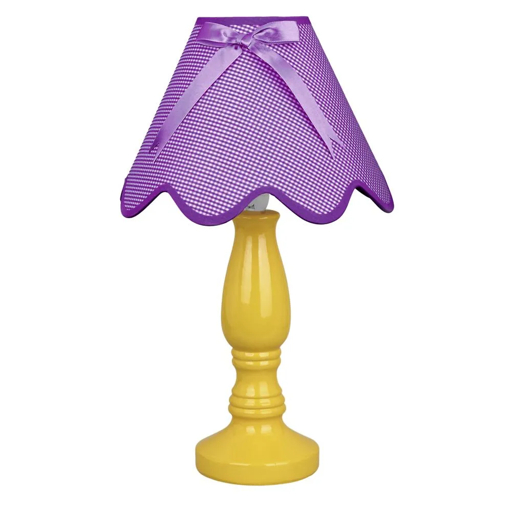 LAMPKA ŻÓŁTY/ FIOLETOWY OPRAWA STOŁOWA NOCNA 1X E14/ 40W IP20 CERAMIKA/ TKANINA