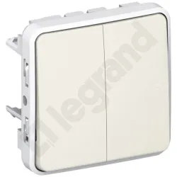 PLEXO55 MECHANIZM BIAŁY/ ECRU ŁĄCZNIK UNIWERSALNY 2X IP55 ZACISKI SPRĘŻYNOWE 10AX 250V