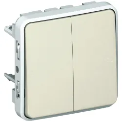 PLEXO55 MECHANIZM BIAŁY/ ECRU ŁĄCZNIK UNIWERSALNY 2X IP55 ZACISKI SPRĘŻYNOWE 10AX 250V