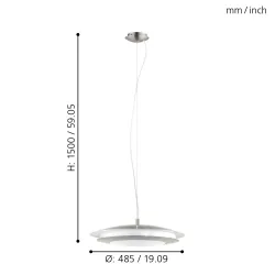 MONEVA-C NIKIEL SATYNOWY/ BIAŁY OPRAWA WISZĄCA LED 27W 2700K-6500K 3400LM IP20 STAL/ TWORZYWO