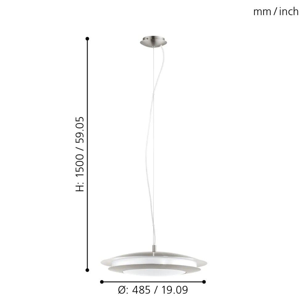 MONEVA-C NIKIEL SATYNOWY/ BIAŁY OPRAWA WISZĄCA LED 27W 2700K-6500K 3400LM IP20 STAL/ TWORZYWO