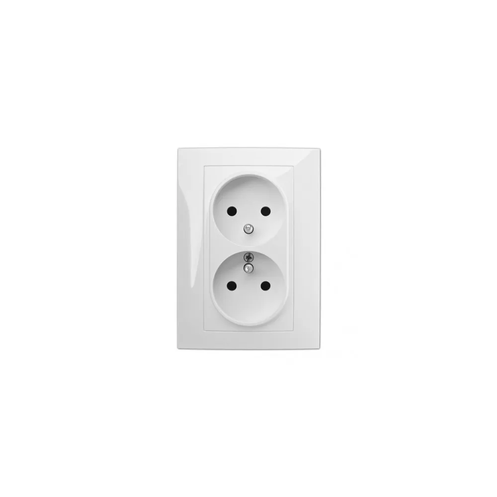 VESTRA BIAŁY GNIAZDO 2X Z/U 2P+Z MONOLIT IP20 ZACISKI ŚRUBOWE 16A 250V