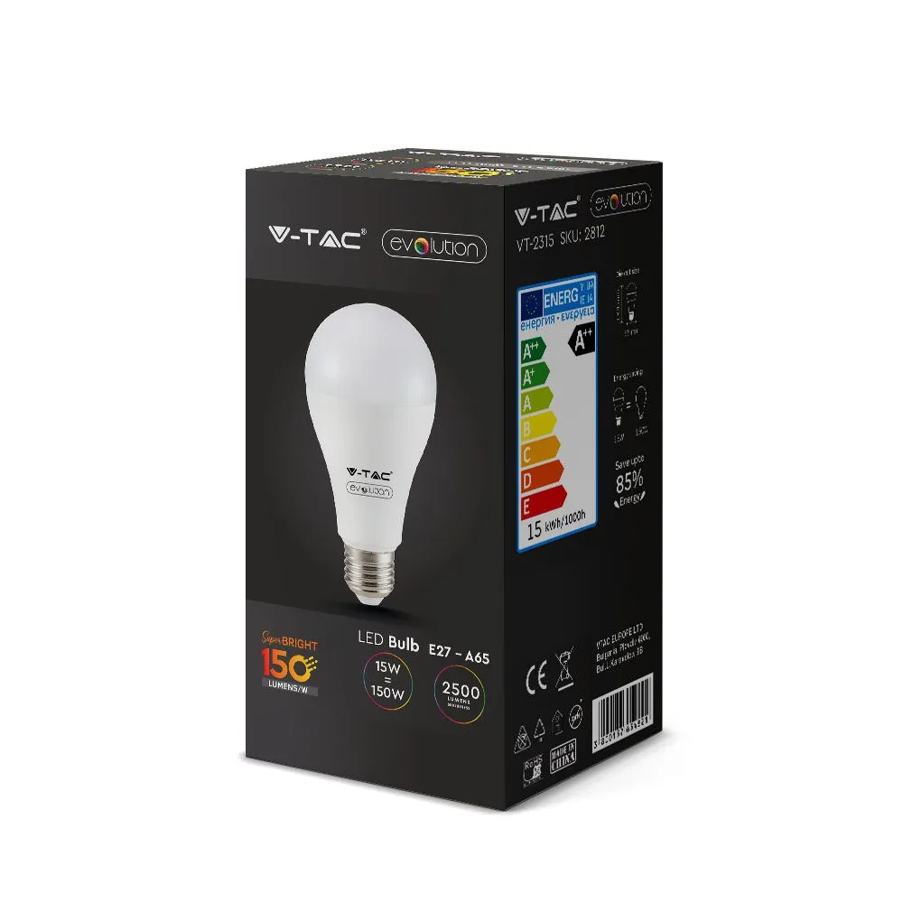 VT-2315 ŻARÓWKA LED BULB KULKA 15/150W E27 230V MATOWA 830 WW 3000K 2500LM 200ST A65