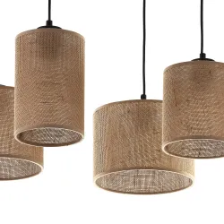 JUTA CZARNY/ BRĄZOWY OPRAWA WISZĄCA 4X E27/ 15W IP20 METAL/ JUTA/ TWORZYWO