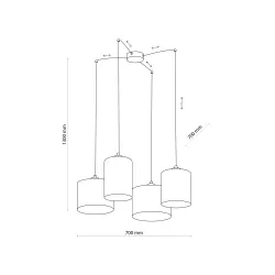 JUTA CZARNY/ BRĄZOWY OPRAWA WISZĄCA 4X E27/ 15W IP20 METAL/ JUTA/ TWORZYWO
