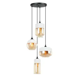 MOLINA CZARNY/ BIAŁY/ BURSZTYNOWY OPRAWA WISZĄCA 4X E27/ 40W IP20 STAL/ SZKŁO