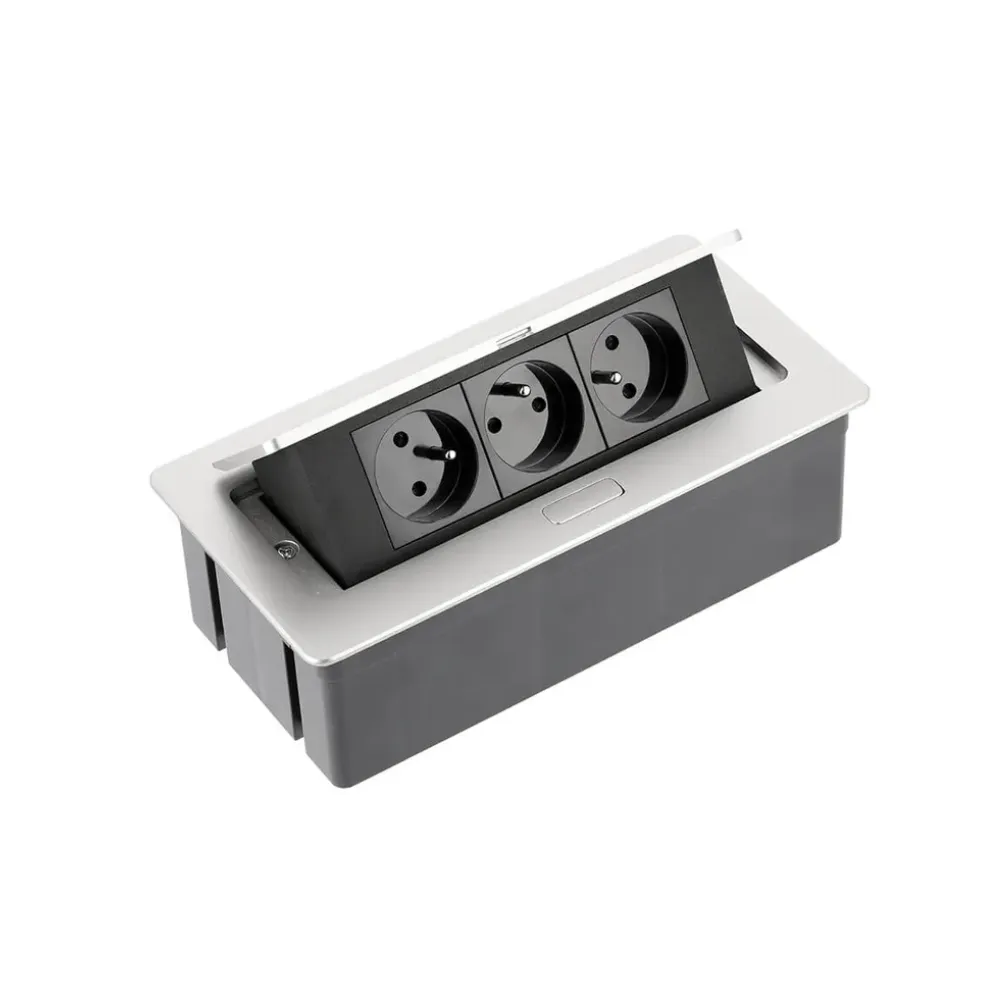 GNIAZDA WPUSZCZANE W BLAT 3X230V GNIAZDO Z UZIEMIENIEM, Z KABLEM ALUMINIUM