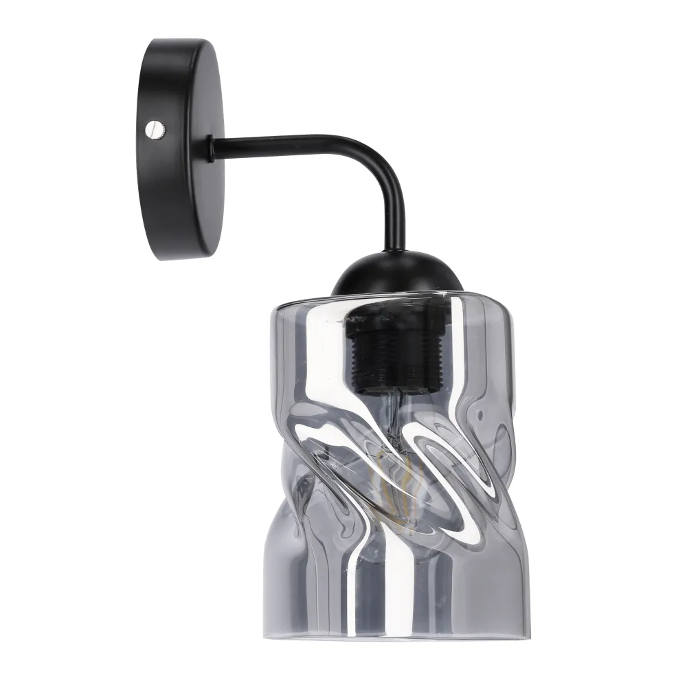 FELIS CZARNY/ DYMIONY OPRAWA ŚCIENNA KINKIET NT 1X E27/ 60W IP20 METAL/ SZKŁO