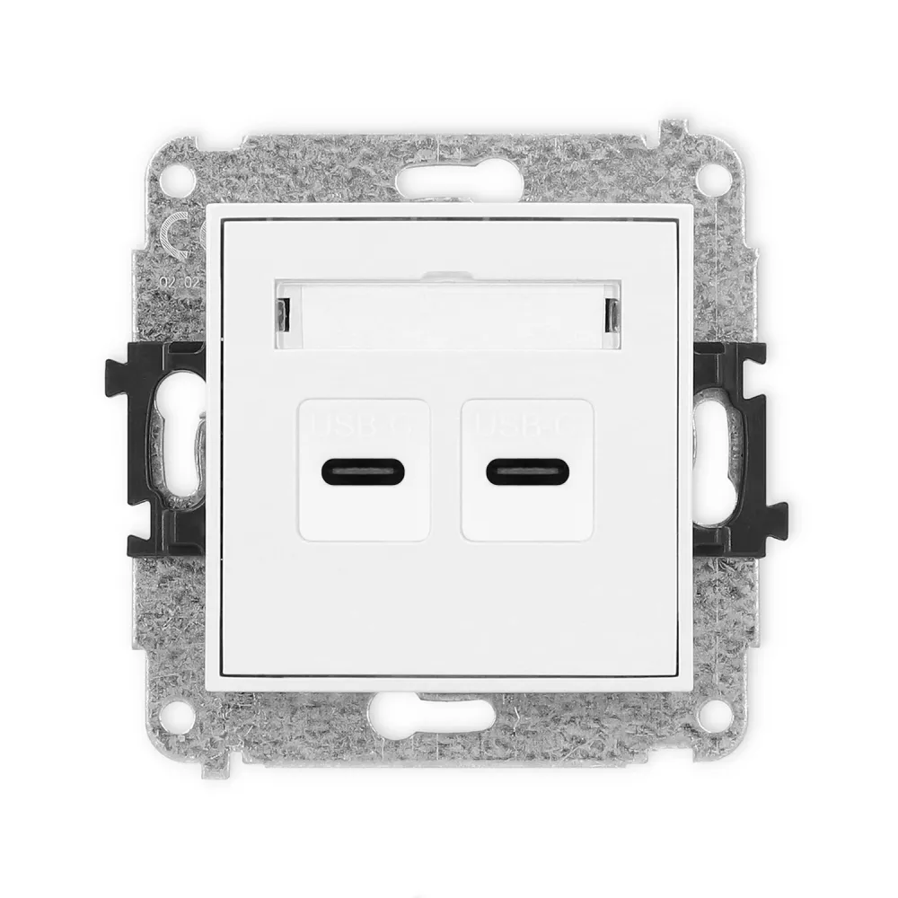 MINI MODUŁ BIAŁY MECHANIZM ŁADOWARKI USB PODWÓJNEJ 2XUSB C, 20W MAX. IP 20, 100-240V ~, 50/60HZ