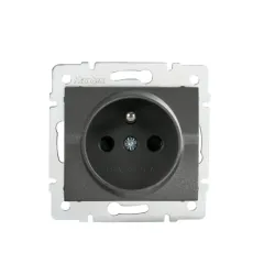LOGI MODUŁ SZARY GNIAZDO 1X Z/U Z PRZESŁONAMI ZACISKI ŚRUBOWE 16A 250V 02-1250-141