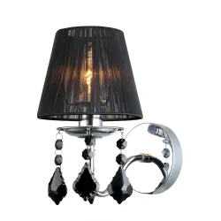 CORNELIA CHROM/ CZARNY OPRAWA ŚCIENNA KINKIET 1X E14/ 40W IP20 STOP METALI/ KRYSZTAŁKI