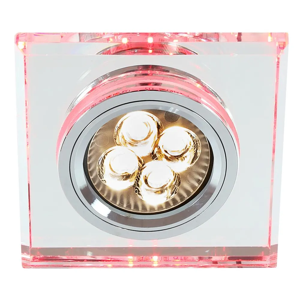 SS-22 CHROM/ CZERWONY OPRAWA SUFITOWA PT 1X GU10/ 50W + LED  2.1 IP20 METAL/ SZKŁO