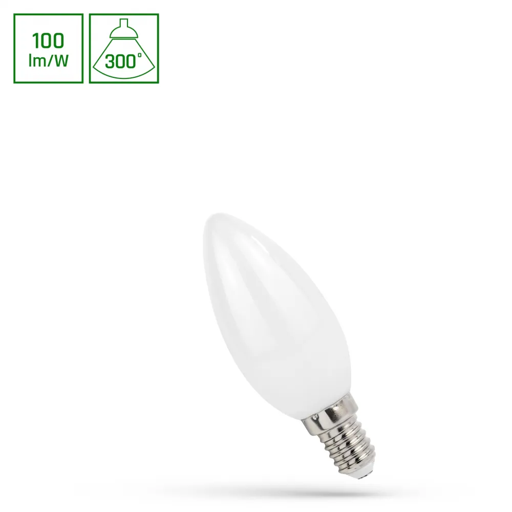 ŻARÓWKA LED ŚWIECZKA 1W E14 230V MLECZNA COG 827 WW 2700K 100LM 300ST B35