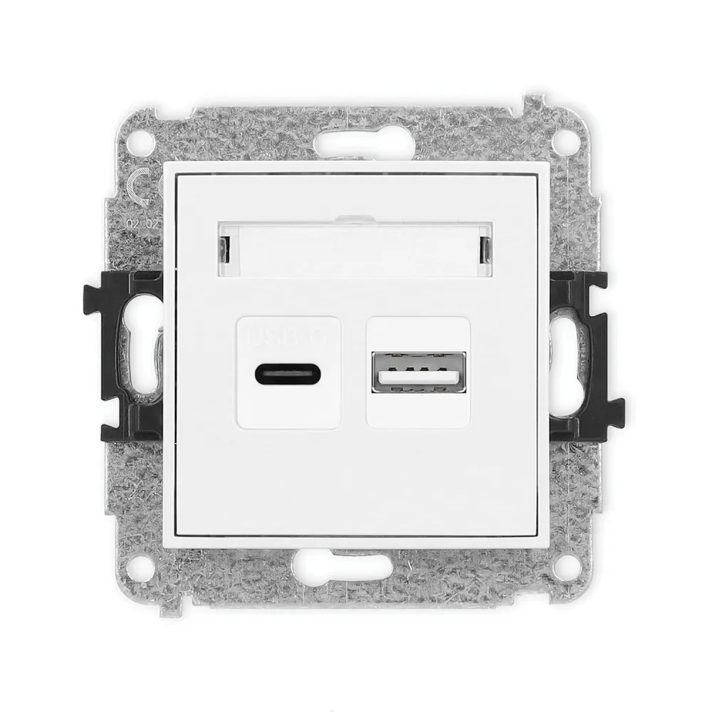ICON BIAŁY MECHANIZM ŁADOWARKI USB PODWÓJNEJ USB C + USB A, 20W MAX.