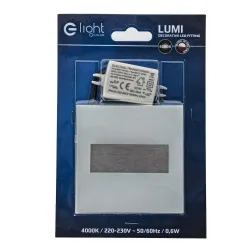 LUMI BIAŁY/ SREBRNY OPRAWA SCHODOWA PT LED 0.6W NW 4000K 14LM 230V IP20 TWORZYWO/ ALUMINIUM