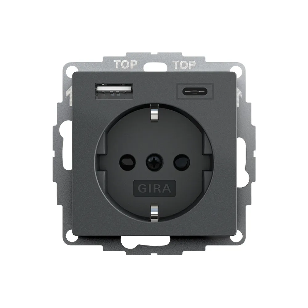SYSTEM 55 MODUŁ ANTRACYT GNIAZDO 1X SCHUKO 2X USB TYP A/C