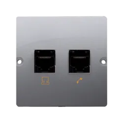 SIMON BASIC MODUŁ INOX GNIAZDO TELEINFORMATYCZNE 1X UAE 4, 1X UAE 8 CAT.5E UTP PŁASKIE