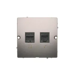 SIMON BASIC MODUŁ INOX GNIAZDO TELEINFORMATYCZNE 1X UAE 4, 1X UAE 8 CAT.5E UTP PŁASKIE