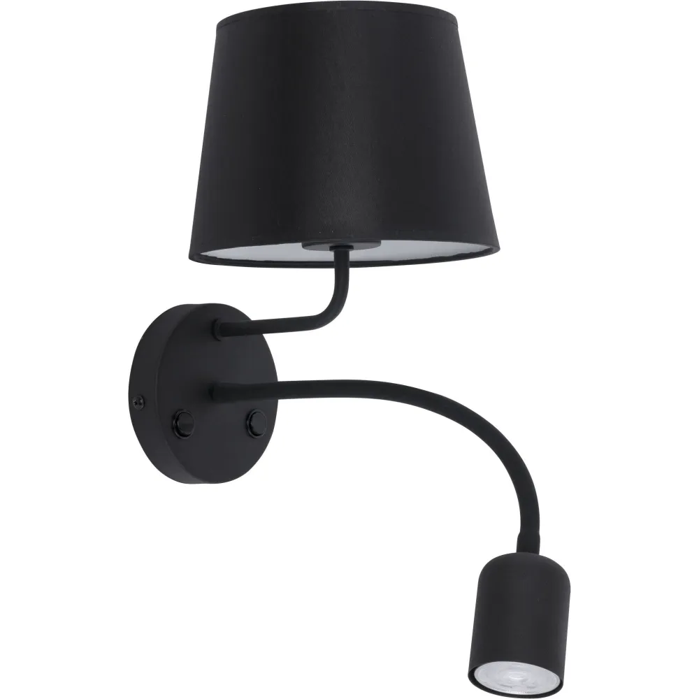 MAJA CZARNY OPRAWA ŚCIENNA KINKIET NT 1X E27/ 60W+ LED 5W WW 2700K 660LM METAL