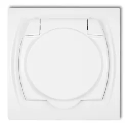 LOGO BIAŁY GNIAZDO 1X Z/U Z PRZESŁONAMI Z KLAPKĄ BIAŁĄ IP44 ZACISKI ŚRUBOWE 16A 250V
