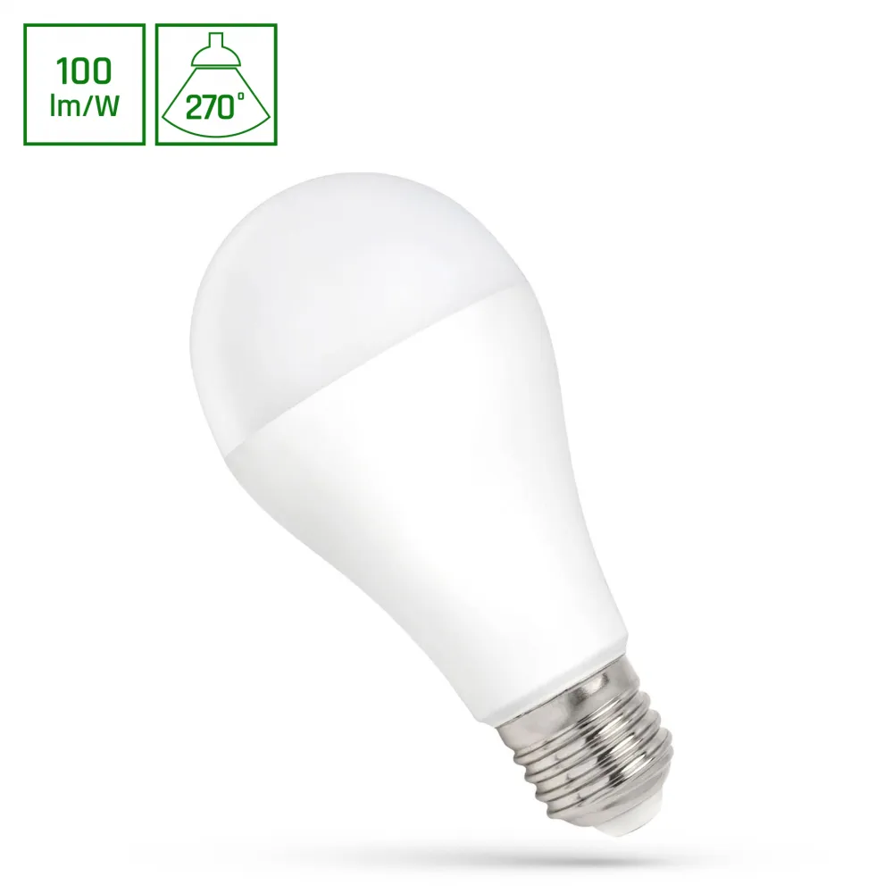 ŻARÓWKA LED KULKA 15W E27 230V MATOWA WW 3000K 1500LM 270ST GLS A60