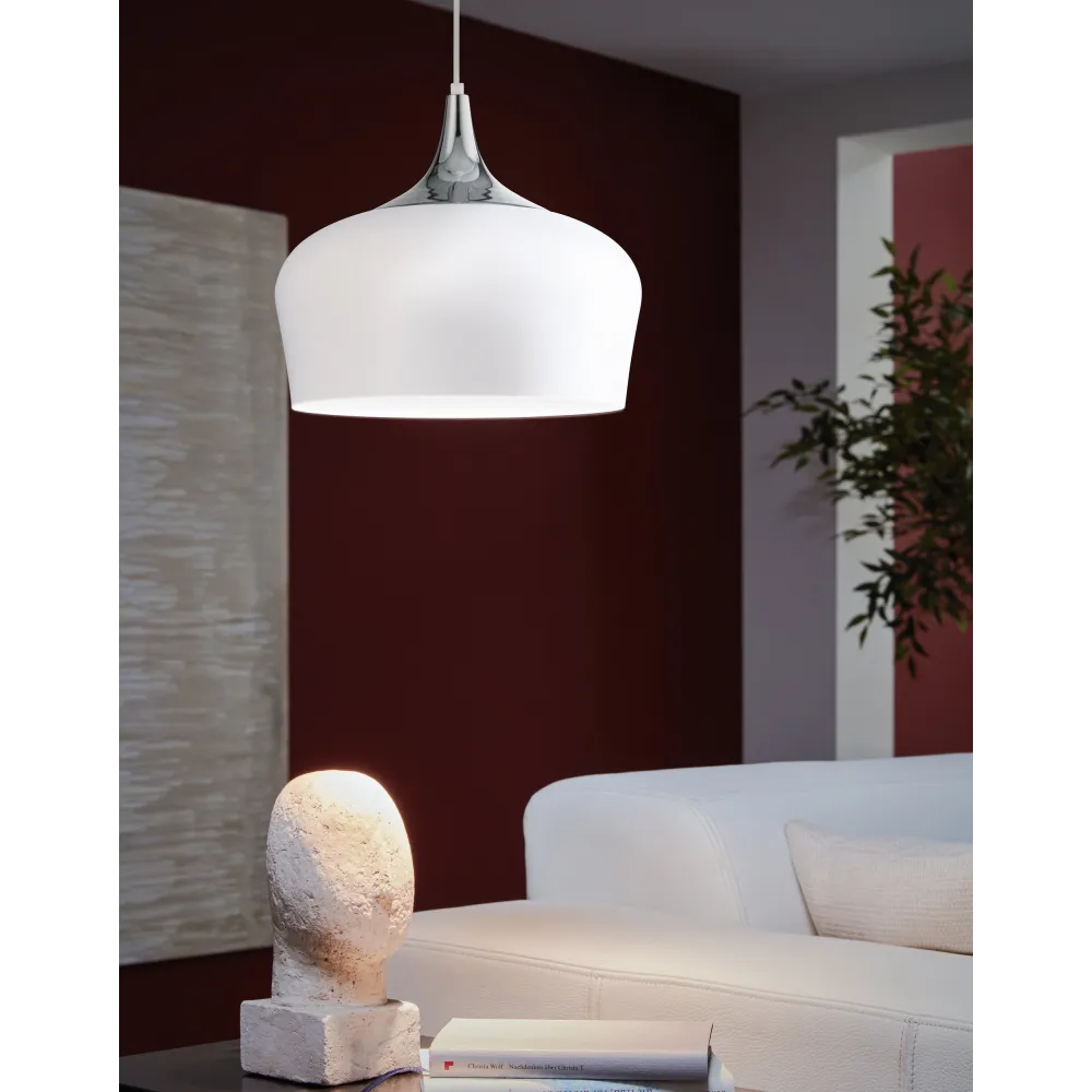 OBREGON BIAŁY/ CHROM OPRAWA WISZĄCA 1X E27/ 60W IP20 STAL