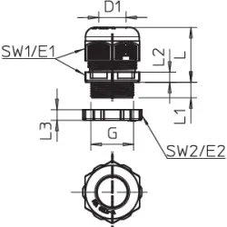 PG- 7 DŁAWIK KABLOWY IP68+ NAKRĘTKA LGR POLIAMID JASNOSZARY V-TEC