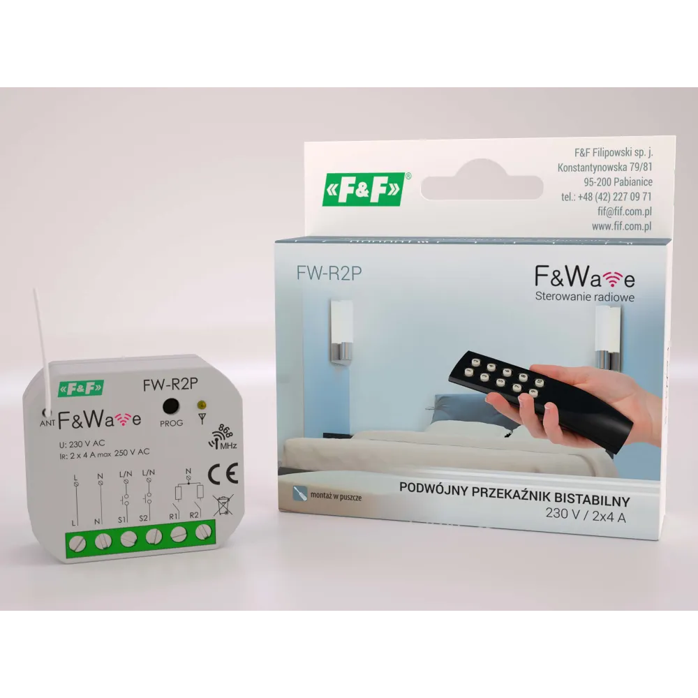 FW-R2P RADIOWY PODWÓJNY PRZEKAŹNIK BISTABILNY - PDT 85÷265V AC/DC
