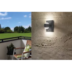 SESIMBA 1 CZARNY/ PRZEZROCZYSTY OPRAWA ŚCIENNA KINKIET LED 2X3.7W WW 3000K 660LM IP44 STAL CYNK/ TWO