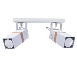 VIDAR BIAŁY OPRAWA SUFITOWA SPOT 2X GU10/ 50W IP20 METAL/ DREWNO