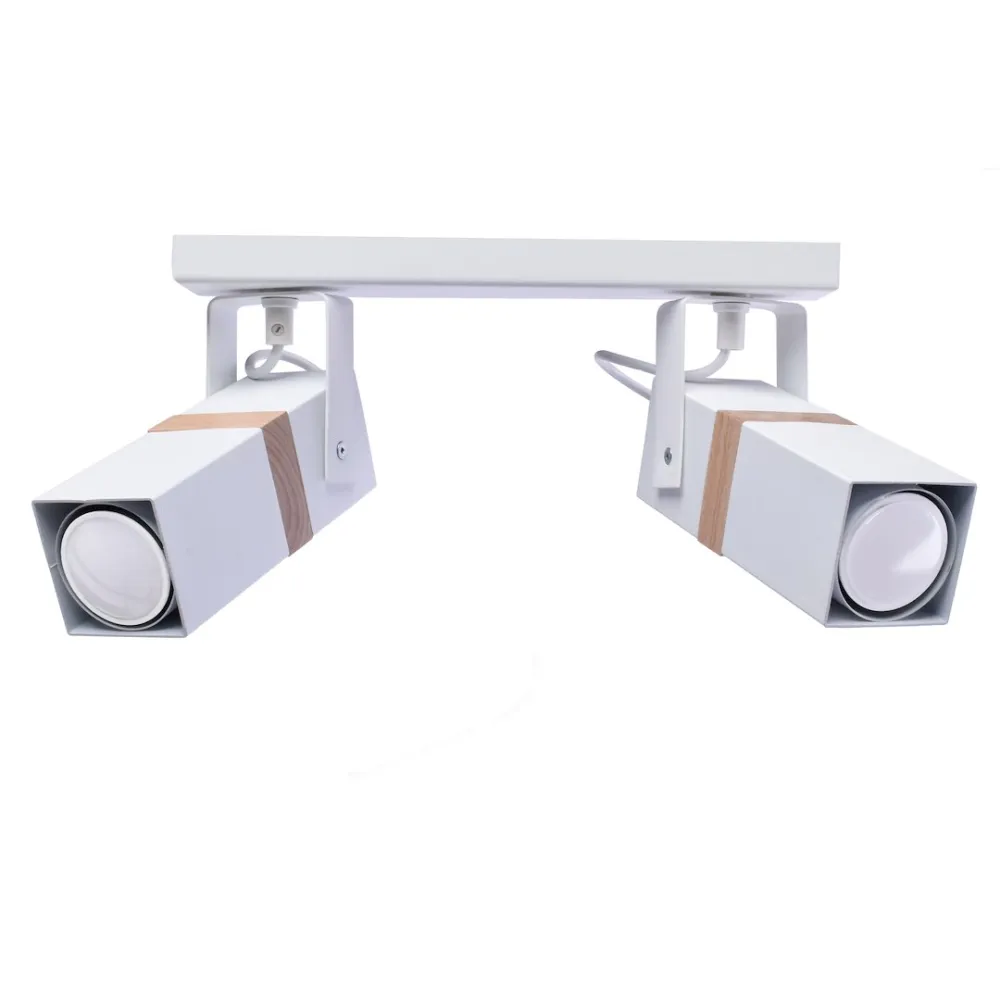 VIDAR BIAŁY OPRAWA SUFITOWA SPOT 2X GU10/ 50W IP20 METAL/ DREWNO