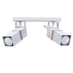 VIDAR BIAŁY OPRAWA SUFITOWA SPOT 2X GU10/ 50W IP20 METAL/ DREWNO