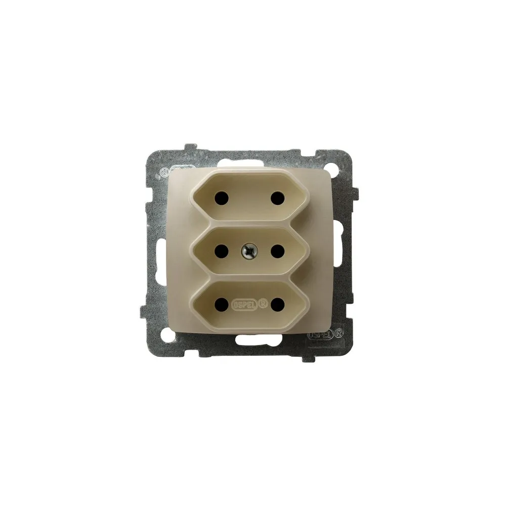 KARO MODUŁ ECRU PERŁOWY GNIAZDO 3X EURO ZACISKI ŚRUBOWE 16A 250V