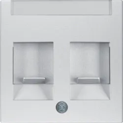 B.KWADRAT/B.7 MODUŁ ALUMINIUM MAT PŁYTKA DO GNIAZD UAE 2X Z ZASUWAMI I POLEM OPISOWYM