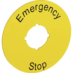 KTC15 TABLICZKA OPISOWA OKRĄGŁA "EMERGENCY/ STOP" F70 ŻÓŁTY