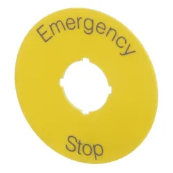 KTC15 TABLICZKA OPISOWA OKRĄGŁA "EMERGENCY/ STOP" F70 ŻÓŁTY