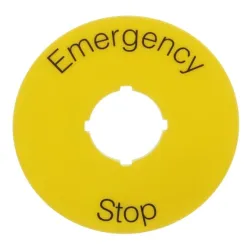 KTC15 TABLICZKA OPISOWA OKRĄGŁA "EMERGENCY/ STOP" F70 ŻÓŁTY