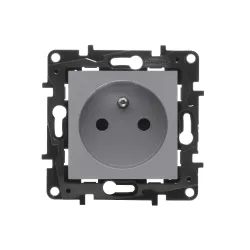 NILOE STEP MODUŁ STAL GNIAZDO 1X Z/U Z PRZESŁONAMI ZACISKI SPRĘŻYNOWE 16A 250V