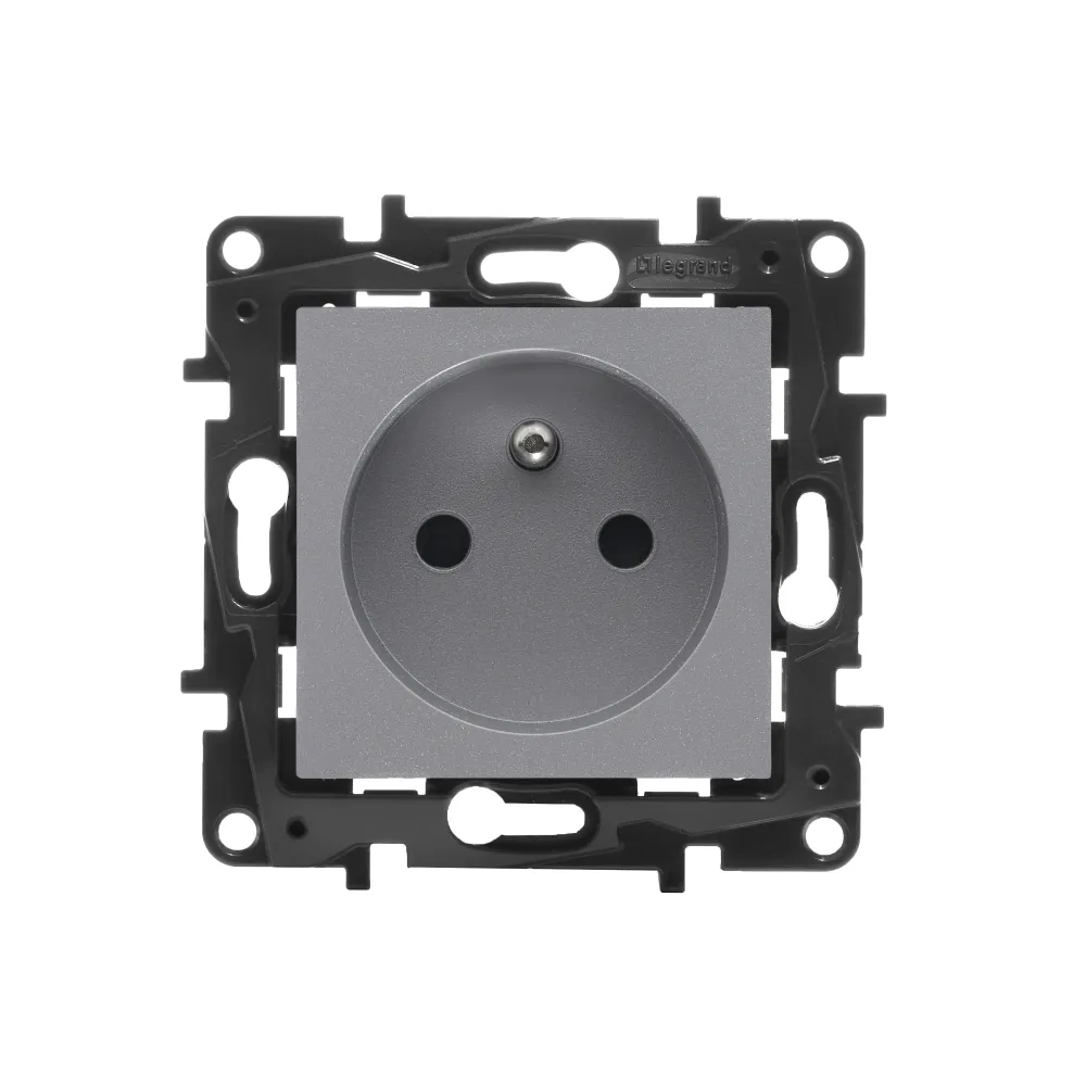 NILOE STEP MODUŁ STAL GNIAZDO 1X Z/U Z PRZESŁONAMI ZACISKI SPRĘŻYNOWE 16A 250V