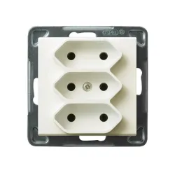 SONATA MODUŁ ECRU GNIAZDO 3X EURO ZACISKI ŚRUBOWE 16A 250V