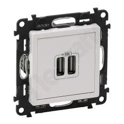VALENA LIFE MODUŁ BIAŁY ŁADOWARKA Z GNIAZDEM 2X USB 5V 1500MA 230V